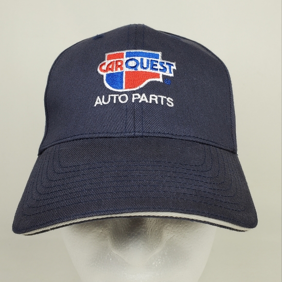 Car Quest Auto Parts Logo Hat Blue Strapback Canvas Trucker Cap Curve Bill NWOT - Picture 1 of 12